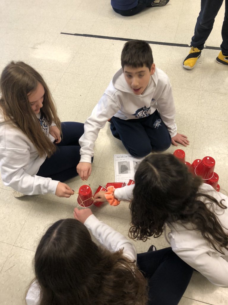 msmartellacci's tweet photo. Hands off! Stacking cups without using any body parts, only elastics. #teambuilding #collaboration #structures @OLAnnunciation @TAcunto @MsKMenna @LdandreaLinda https://t.co/R5nEQtn1jN