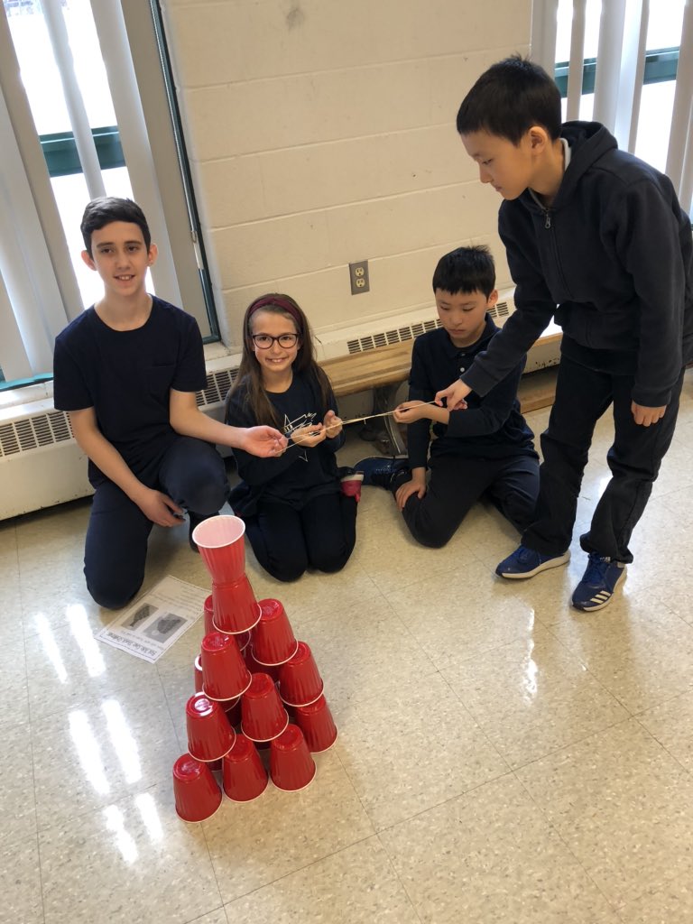 msmartellacci's tweet photo. Hands off! Stacking cups without using any body parts, only elastics. #teambuilding #collaboration #structures @OLAnnunciation @TAcunto @MsKMenna @LdandreaLinda https://t.co/R5nEQtn1jN
