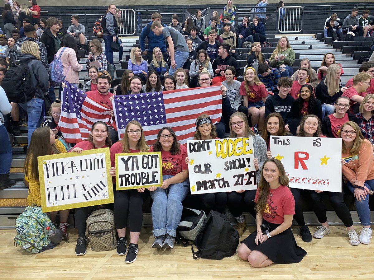 swhsmusical's tweet image. The BEST student section advertising the BEST show!