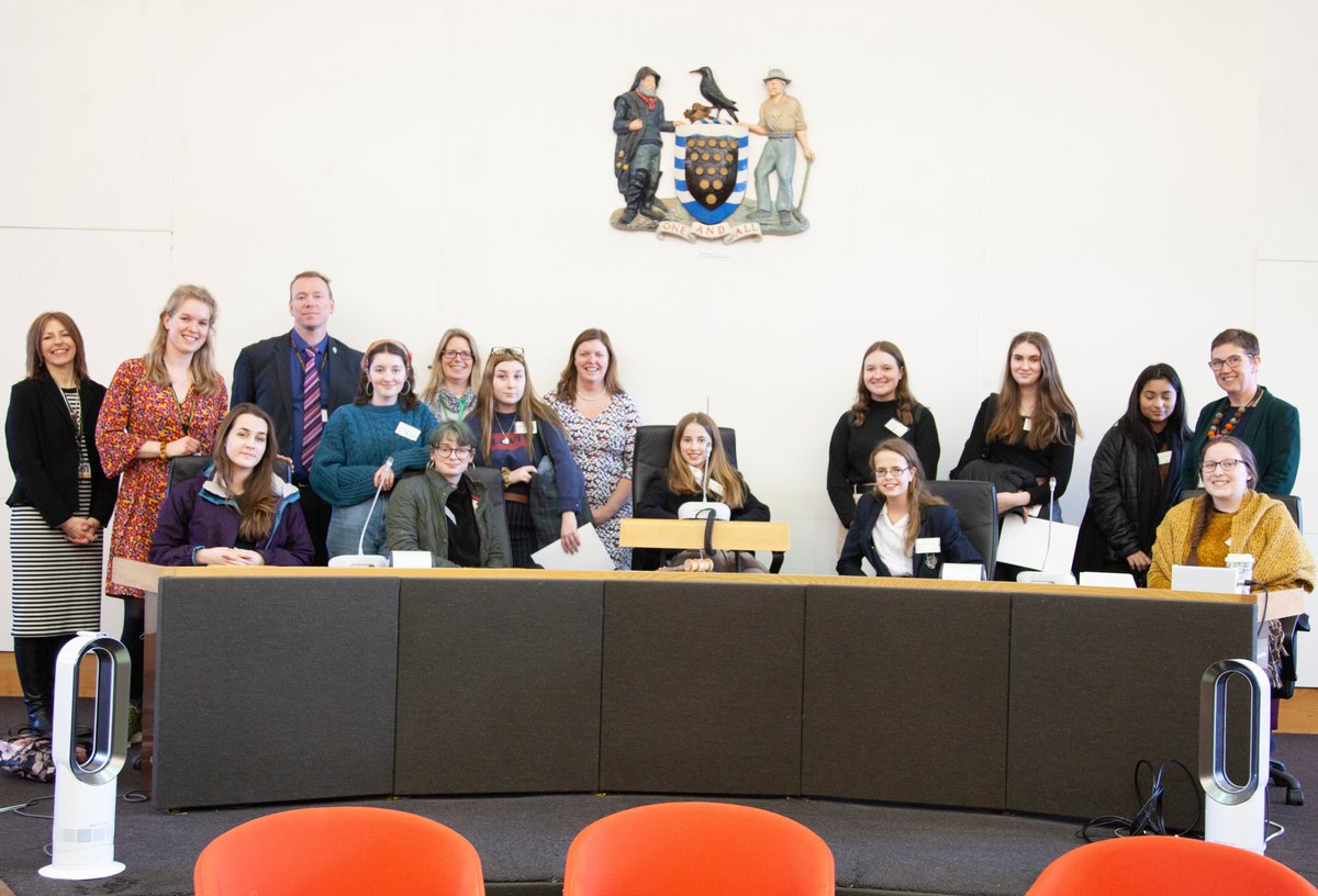 CornwallCouncil's tweet photo. Ahead of #InternationalWomensDay  on Sunday, Cornwall Council has played host to a group of inspirational young women. The group partook in a council debate, met with @thisischerilyn and discussed what Cornwall could look like in 2050.  https://t.co/dOIK0sTUEx https://t.co/AKW1VqqpAS