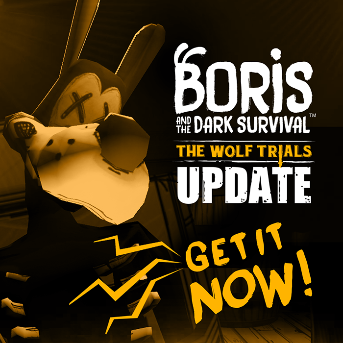 Bendy's tweet photo. #BATDS The Wolf Trials Free Update available now!! 😀
GET IT HERE: https://t.co/EljC9lLic3

All platforms rolling out. Keep watching your store for the update!
#BENDY #BorisandtheDarkSurvival https://t.co/KQVNXHMbDP