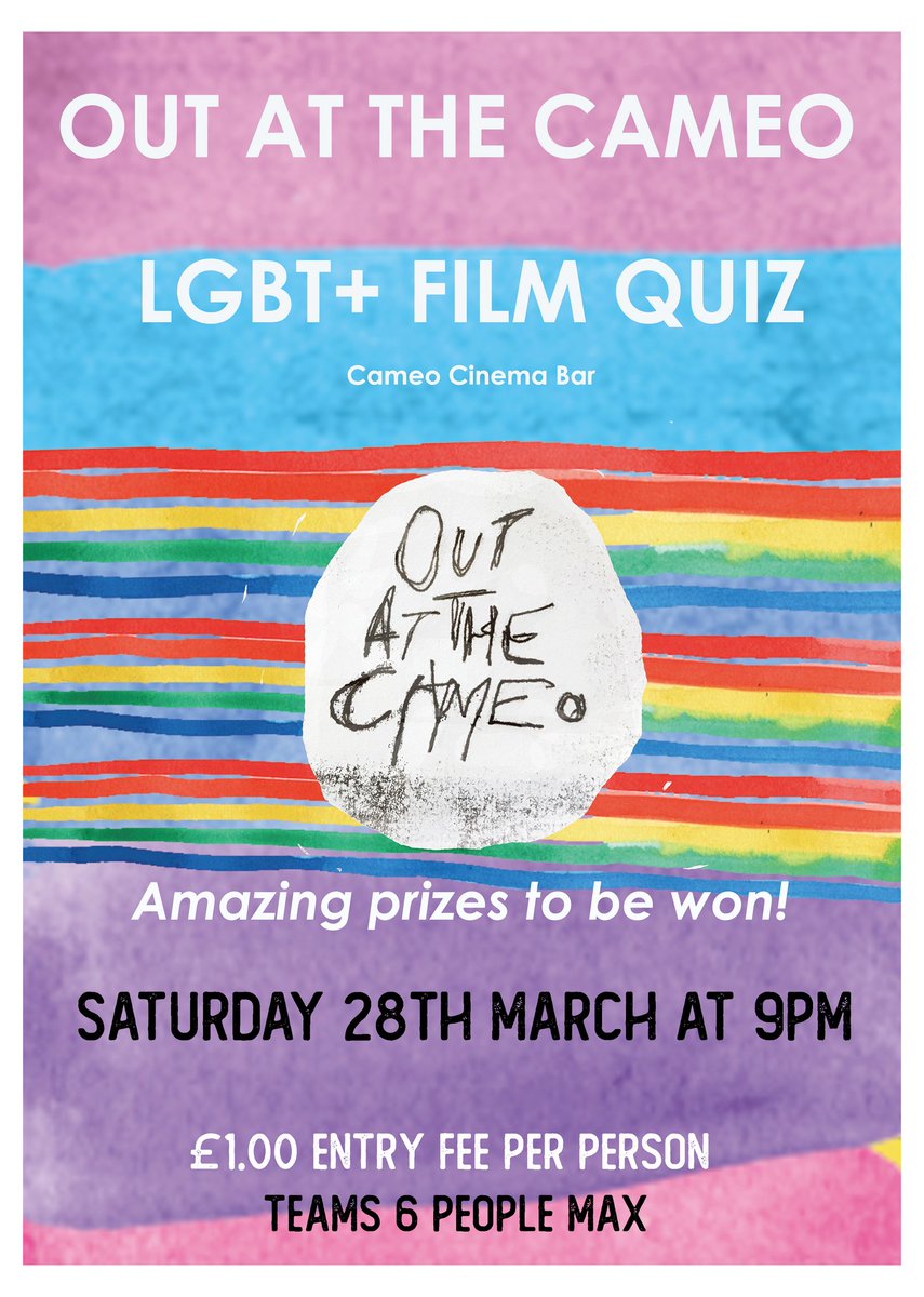 We have two announcements! Our next screening will be "Judy" taking place on the 26th March at 6pm! The Quiz night will be on the 28th March at 9pm. So get teams ready and friends over to the <a href="/CameoCinema/">The Cameo, Edinburgh</a> for these two fantastic events this month! #LGBT #Edinburgh #QueerFilms