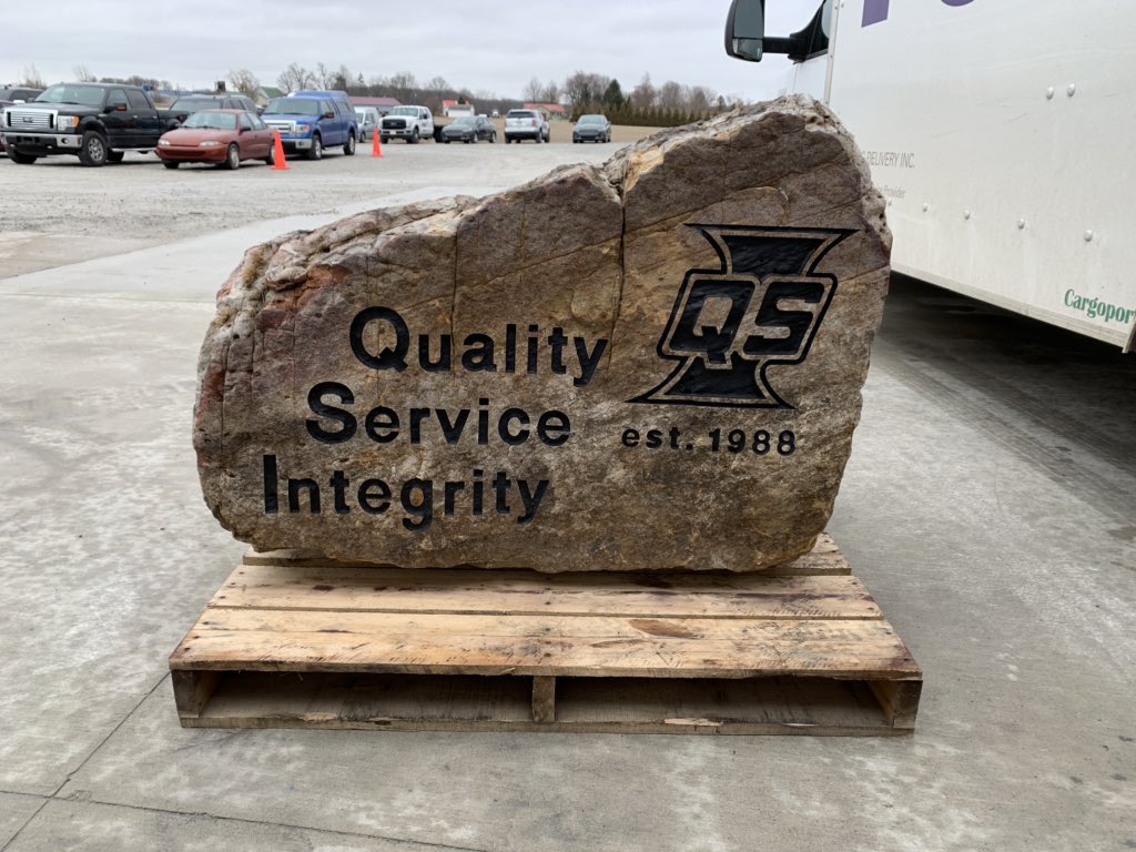 qsiautomation's tweet photo. New boulder to spruce things up out front. Thank You Ley Monuments in Avilla for the stellar work! #qsiautomation https://t.co/qATl33pfdb