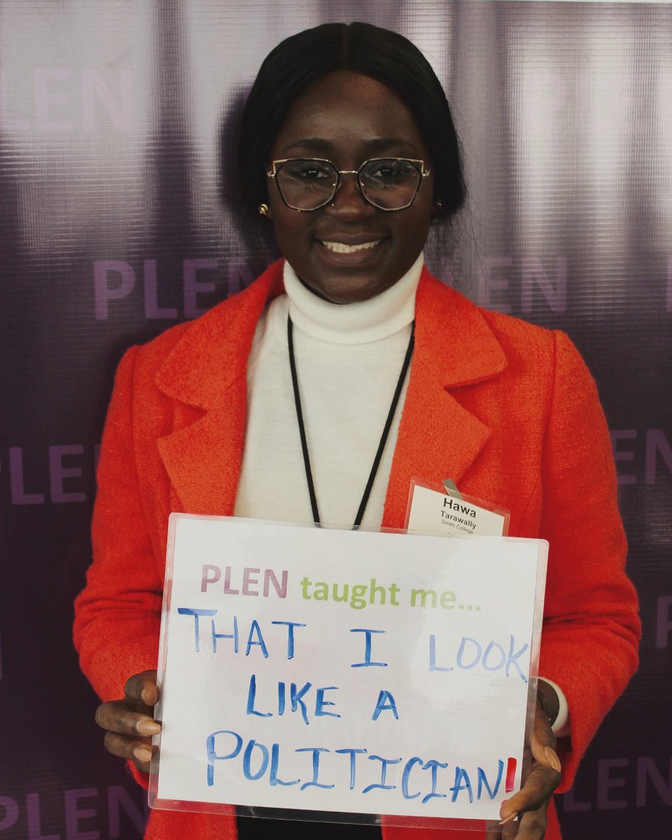 PLENNetwork's tweet photo. #PLENtaughtMe...
"That I look like a politician!" -Hawa Tarawally, #PLENWPP2019 alumna and student at @smithcollege https://t.co/q4n4PlbRsD