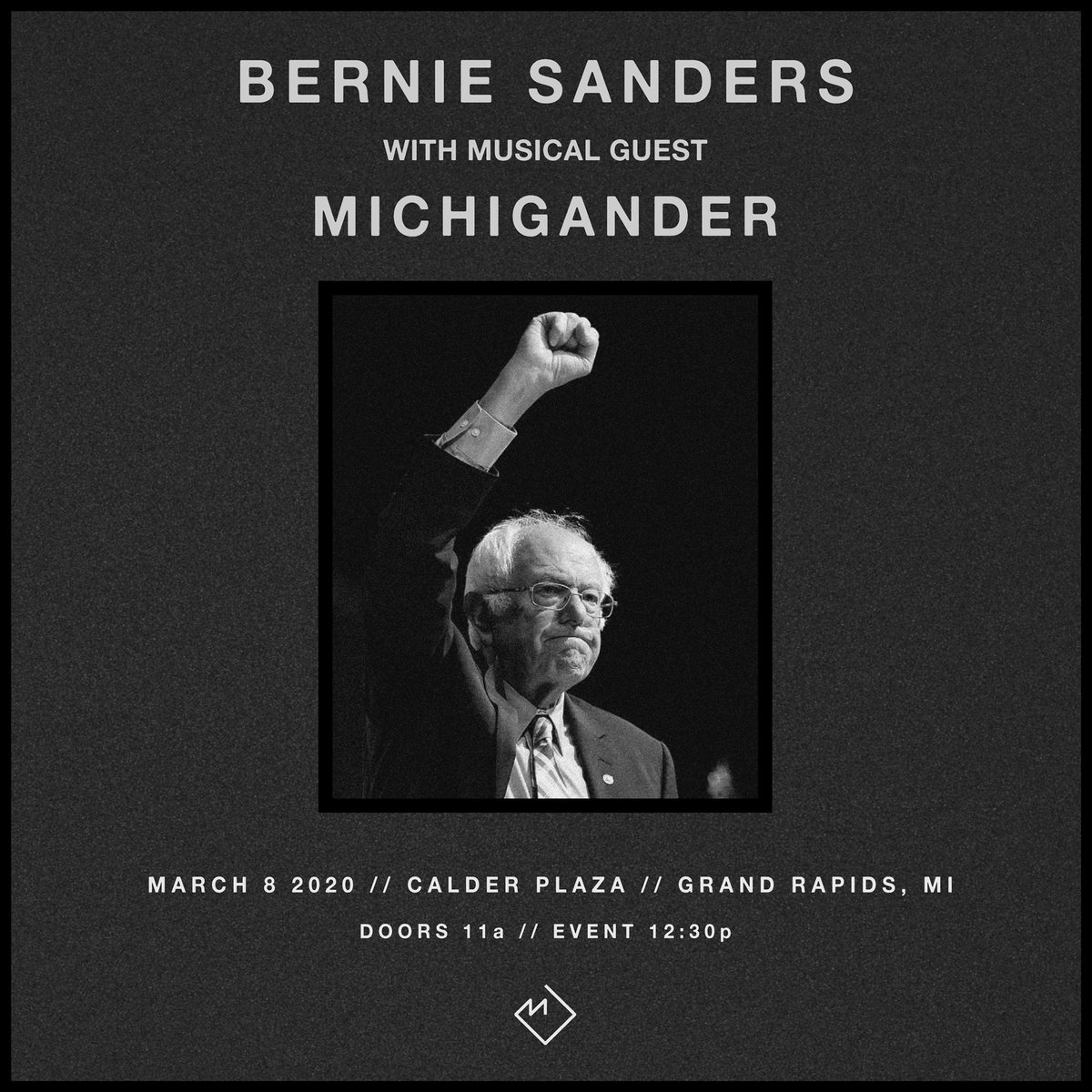 michiganderband's tweet photo. I’m thrilled and honored to announce that I will be opening for Bernie Sanders this Sunday in Grand Rapids. I believe in Bernie’s message and I think he and his ideas are what this country needs right now more than ever. Hope to see you there. https://t.co/a2byw5e8UP