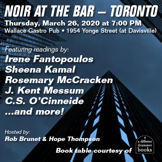 NoirBarToronto's tweet photo. Join us for the next edition of Noir At The Bar - Toronto on March 26, 2020 at the @wallacegastro Davisvile and Yonge. See you there for a night of crime fiction! https://t.co/ysjfzdJoNF