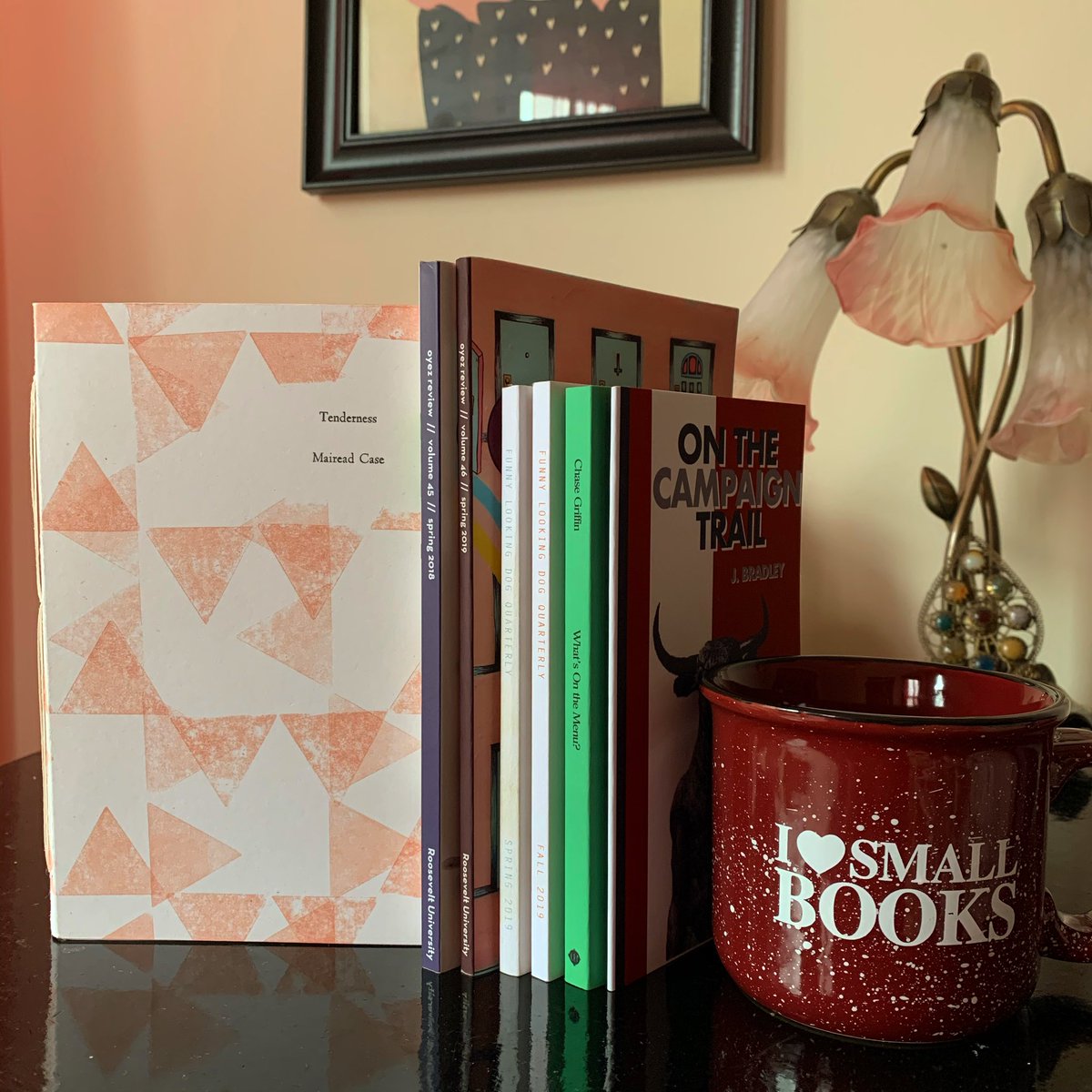 trucebooks's tweet photo. A taste of the books coming to @pilsencommunitybooks TOMORROW from 11 AM to 1 PM. 
(I swear there’s coffee in my @cupboardpamphlet mug!)

Ft: @MeeklingPress @OyezReview @funnylookingdog @longdaypress @GhostProposal @TriQuarterlyMag https://t.co/XTnanvUTgx
