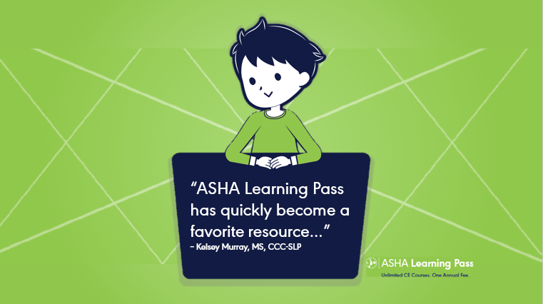ASHAWeb's tweet photo. Kelsey Murray, MS, CCC-SLP, loves #ASHALearningPass b/c “I now have access to a variety of courses for both my career and as I move forward with pursuing my PhD for the whole year.” Learn more and subscribe today. https://t.co/bXYuDYLkLn #slpeeps #audpeeps https://t.co/IP0unvpeOl