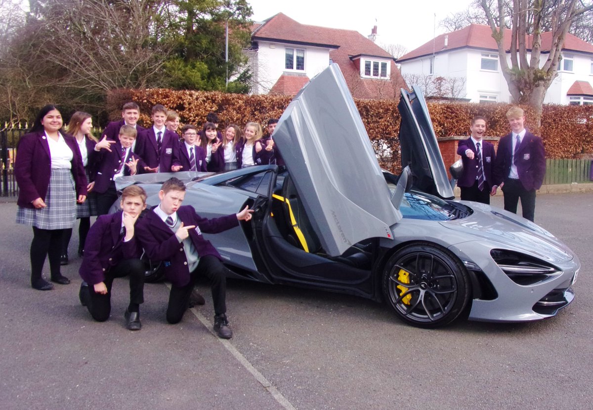 BelmontPurple's tweet photo. Huge thanks to Ciaran and Stuart from McLaren Glasgow - our pupils (and parents) had a fantastic afternoon. The car exceeded everyone's expectations (so many selfies!) with lots of research photographs taken for the pupil artwork. 👏👍📱📸 https://t.co/QVXIVmxrLi