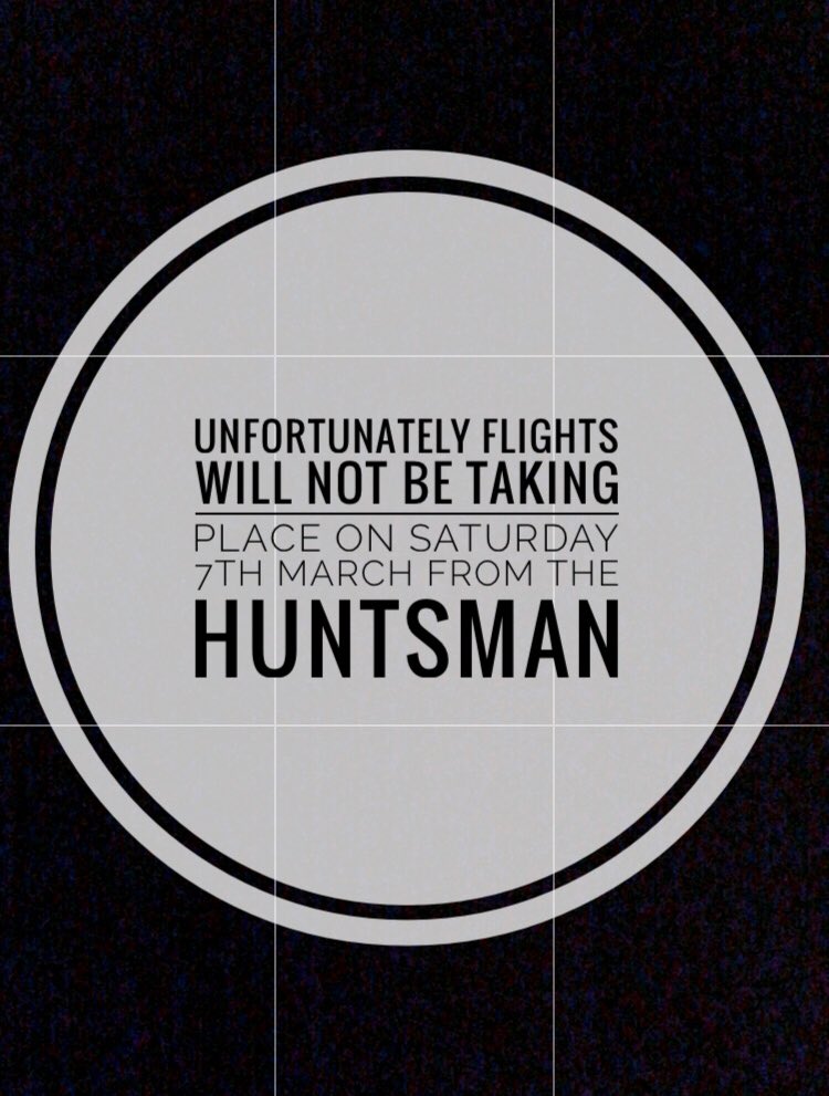 It’s with regret we have had to cancel the flights scheduled from <a href="/huntsman_inn/">The Huntsman Inn</a> for Saturday 7th March due to the waterlogged ground. 

The poor ground conditions prevent our fire and rescue vehicles from getting across the field, in the event of an emergency. 

Roll on summer 🙏