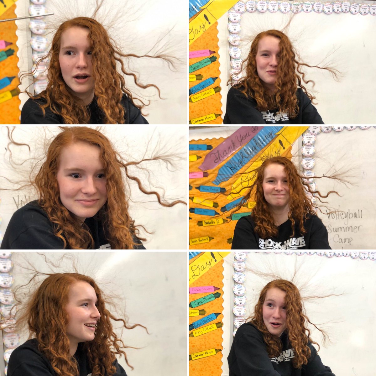 Robynlv's tweet photo. Exploring static electric fields and having a shockingly good time π³ #SeventhGradeScience @ACMS_Jaguars #ExlectricFields https://t.co/0Czlnb49Ci