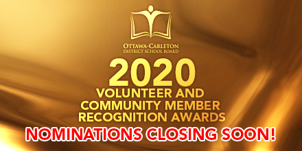 OCDSB's tweet photo. Only 3 weeks left to show your volunteers how much you appreciate their contributions to your school! Nominate them for the 2020 #OCDSB Volunteer and Community Member Recognition Awards. Deadline is March 27th, 2020. Learn more: https://t.co/MlmaRQiYkI https://t.co/ldneMPYs2g
