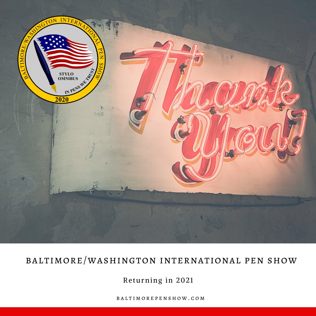 A week later &amp; we're still feeling all lit up from a great show! Many, many thanks to everyone who took a leap with us &amp; made the 2020 BWI Pen Show a success: our vendors, volunteers, staff, and our guests. We'll see you again in 2021 for our 10 year anniversary! #BWIPS2020
