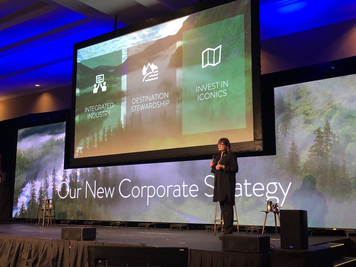 DestinationBC's tweet photo. “Everything we’ve done together these past few years, has set us up for the next decade & beyond. We’re ready to catapult into a new future, focused on 3 strategic imperatives: greater integration in Industry, Destination Stewardship & investing in Iconics.” Marsha Walden #BCTIC https://t.co/wE29vxC1Xw