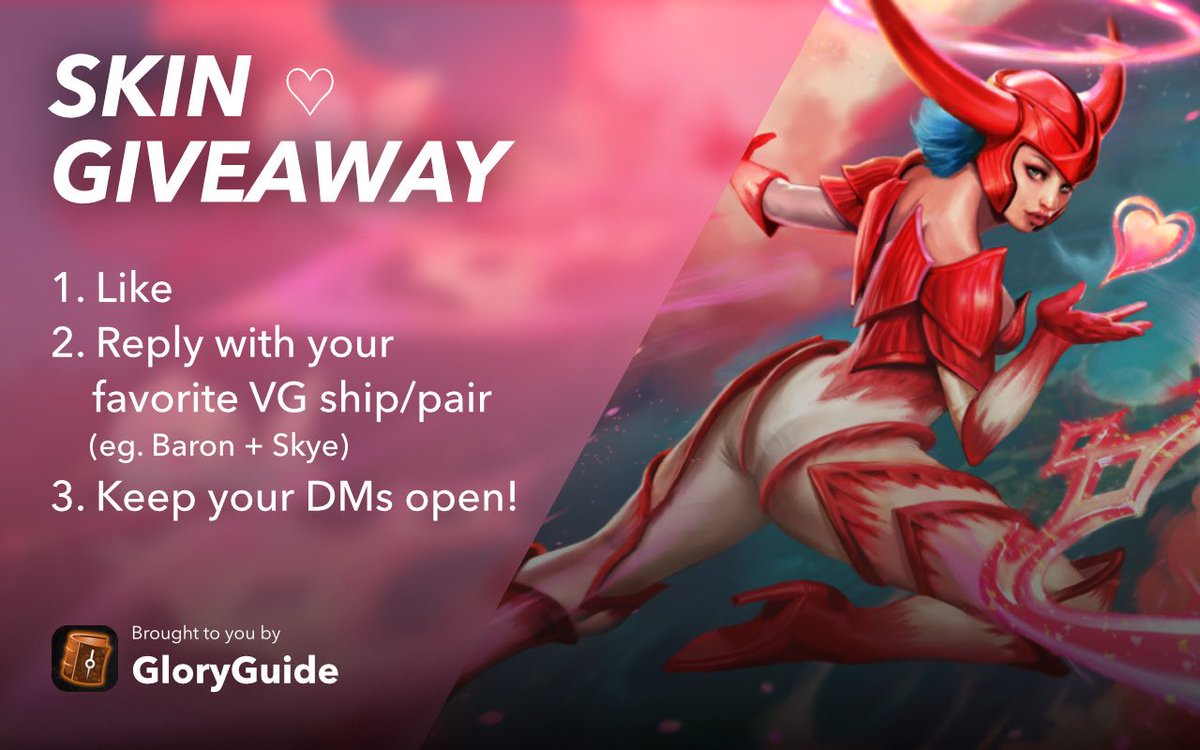 GloryGuideVG's tweet photo. We are giving away selected skins for up to three winners for this giveaway! Like and reply this tweet for a chance to win ✨ https://t.co/Uila0NJAIa