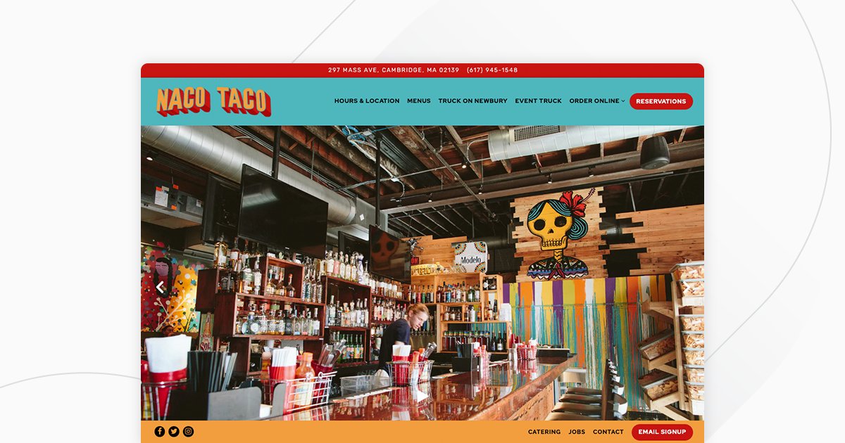 get_bento's tweet photo. Tacos and tortas, margaritas and cocktails, beer and wine, dine-in and take-out — what does @nacotaco not have? See all of their offerings on their new website: https://t.co/Dk41qRTGCn #poweredbybento https://t.co/yksX0boP0t