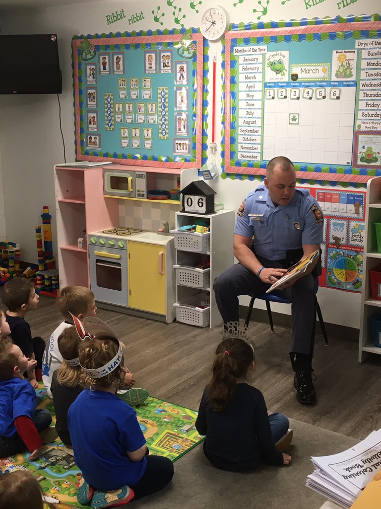 This morning myself and TFC. Jonathan Fetchik visited and read to the Pre-K kids of Christ School in Warner Robins, GA. #gatrooper #gsp <a href="/ga_dps/">Georgia Department of Public Safety</a>