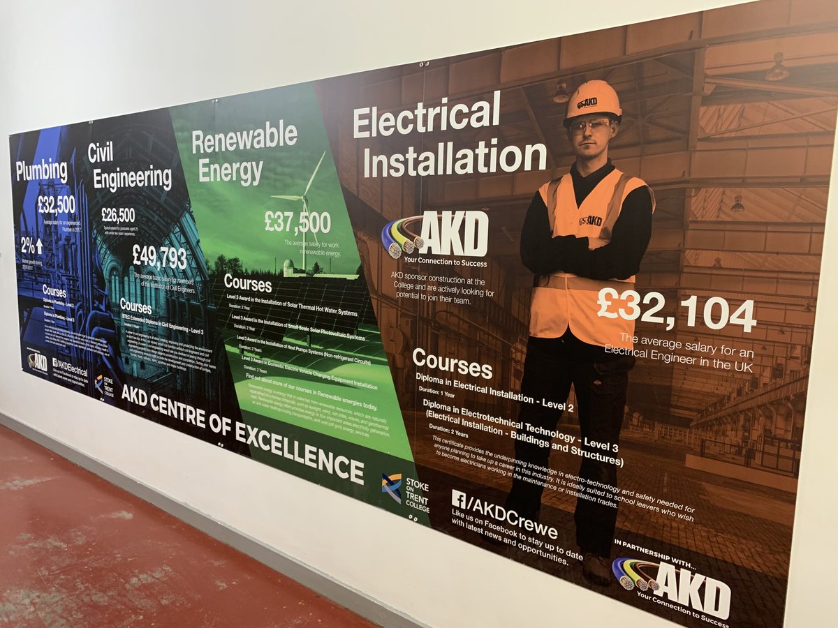 It was great to get a guided tour around ⁦<a href="/SOTCollege/">Stoke on Trent College</a>⁩ today looking at their superbly well equipped facilities for #apprenticeship training. Their wall graphics really highlight the opportunities for young people with the right #skills, #training &amp; qualifications. #Stoke