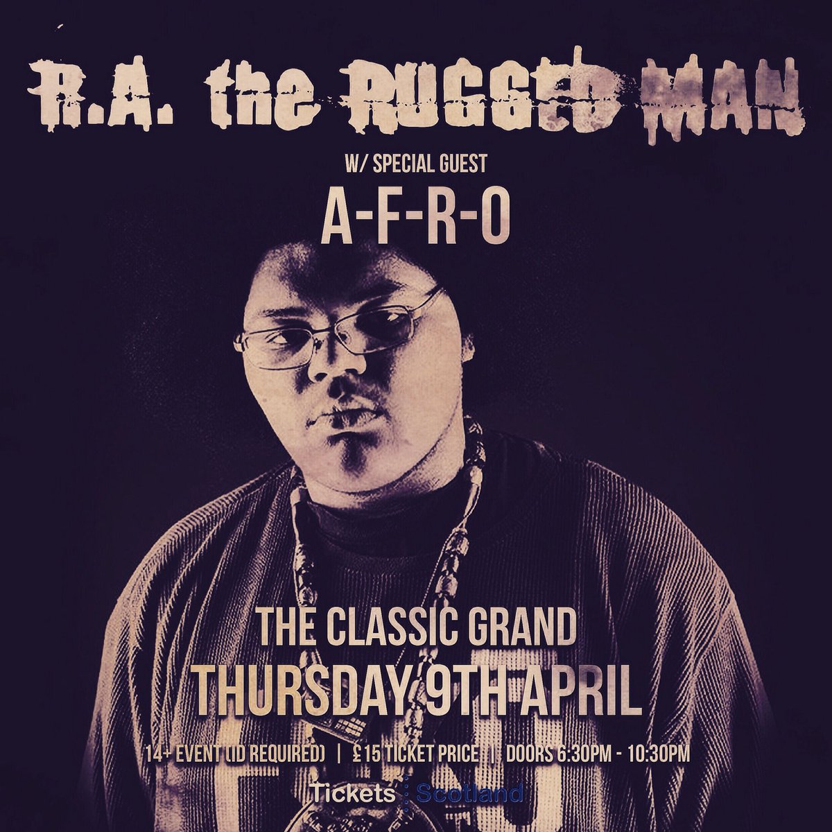 OfficialDeadEye's tweet photo. Support Announcement: A-F-R-O will be joining @RAtheRuggedMan in Glasgow April 9 at the Classic Grand. Tickets on sale now https://t.co/qbSKsV1MH3 #GigsInScotland #RATheRuggedMan https://t.co/wcQ6mvuFhE