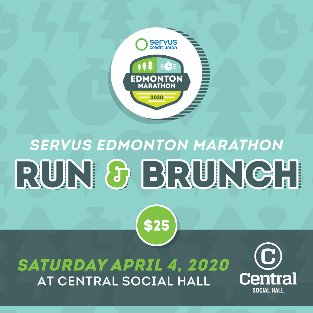 Join us at the Servus Edmonton Marathon Run and Brunch! Spend your morning in the heart of Downtown Edmonton at Central Social Hall where health, community and brunch meet! Link in bio!