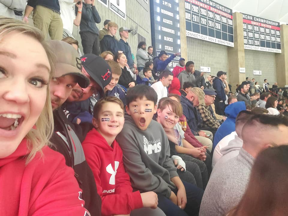 HuskyTicketProj's tweet photo. "The majority of the kids who attended had also never been to a game, and last night was a special one with it being Senior Night and with Gampel being sold out. Thank you from the bottom of our heart. The kiddos here in Mansfield thank you too!" (2 of 2) https://t.co/VVOVStQwGl