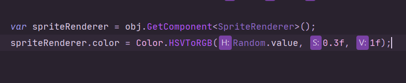 LotteMakesStuff's tweet photo. Didya know you can use HSVToRGB to easily randomly generate nice colors?🎨 I recommend passing a random value into the Hue &amp; to get a pastel color use a low Saturation (0.3-0.4ish) For bright bold colors have a higher Saturation. For dark set the Value to be about 0.6!
#UnityTips https://t.co/Hcm3eZv4q4