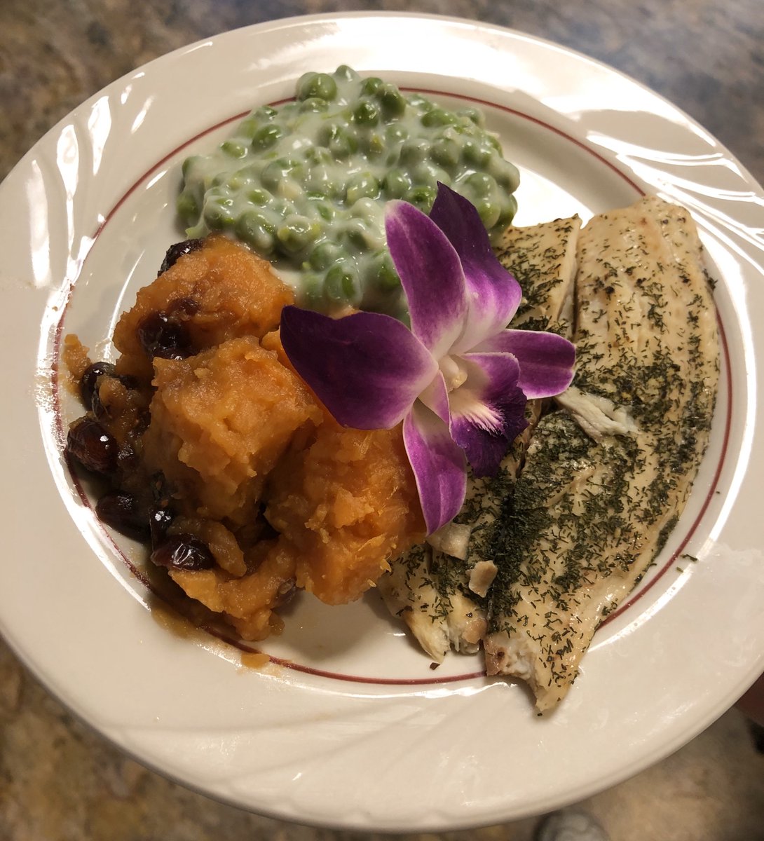 WillowsCitation's tweet photo. Another amazing meal from our talented culinary team! 
Lemon-Herb Baked Fish
Roasted Sweet Potatoes
Creamed Peas
#SKYcloud9 https://t.co/zh01p2MAlr