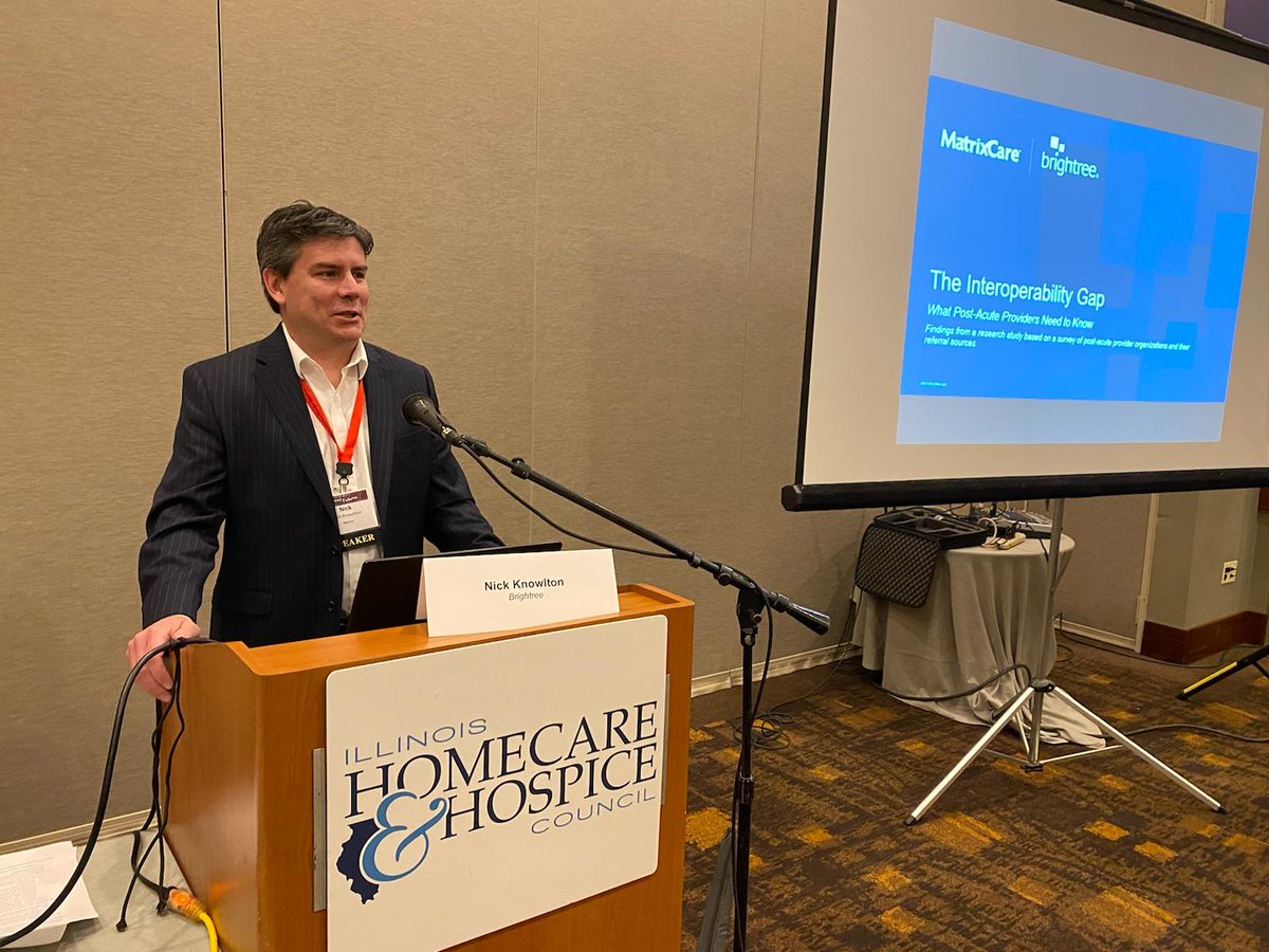 MatrixCare's tweet photo. Nick Knowlton, VP, Strategic Initiatives at @Brightree presented 'The Interoperability Gap' at the 2020 #IHHC Annual Conference. https://t.co/FFSchUj7Eh