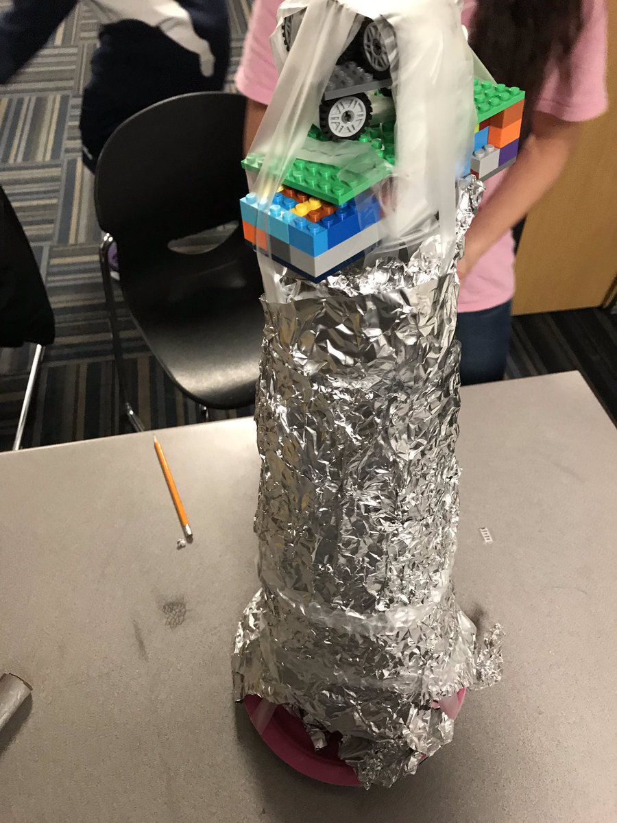 BrillLeeSTEM's tweet photo. STEM students created prototypes of structures that could withstand and help people in natural disasters. This group created a tower house with an emergency “Tsunami House” at the top allowing those who lived there to be above the water and evacuate via boat. https://t.co/UDLfxpQtHB