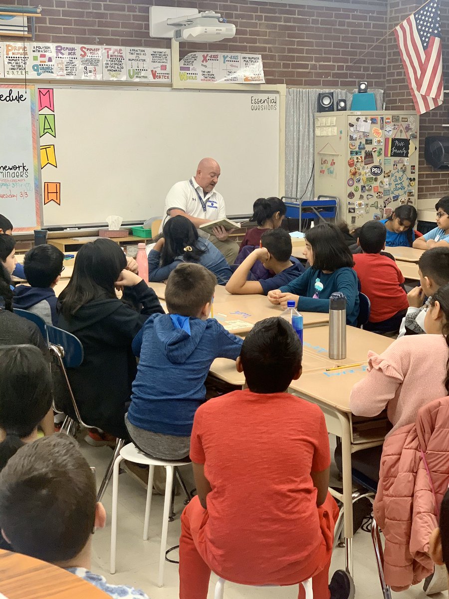 LakeHiGrade5's tweet photo. Thanks to @CMSMrGray for being our mystery reader today! We hope we made a good impression 🤞#readyforcentral #ReadAcrossAmericaWeek #lakehielem https://t.co/O6G6W8euC5