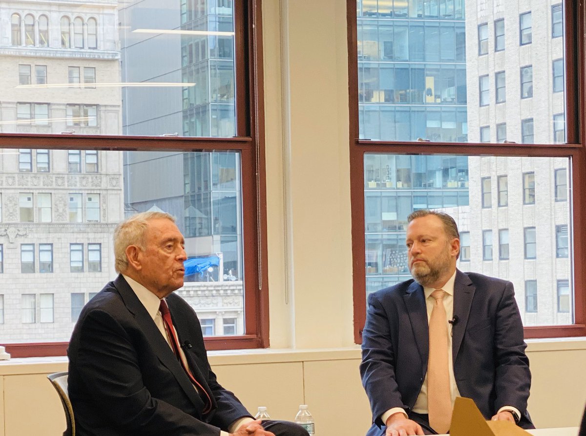 utsarver's tweet photo. Lunch time fireside chat with my slightly more famous @UTexasMoody Advisory Council member @DanRather at the new #UTNY Campus. #HookEm @TexasExes @UTAustin https://t.co/fdmq7GzDNe