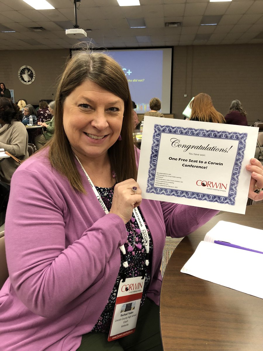 rgyaden's tweet photo. Whoop! Winner winner chicken dinner! Thank you @CorwinPress for my free future conference seat! Thank you MORE for the learning I have received! #TennesseePLC @LincolnCoHS #LCPride #BestYearYet https://t.co/7bIDv6URFI