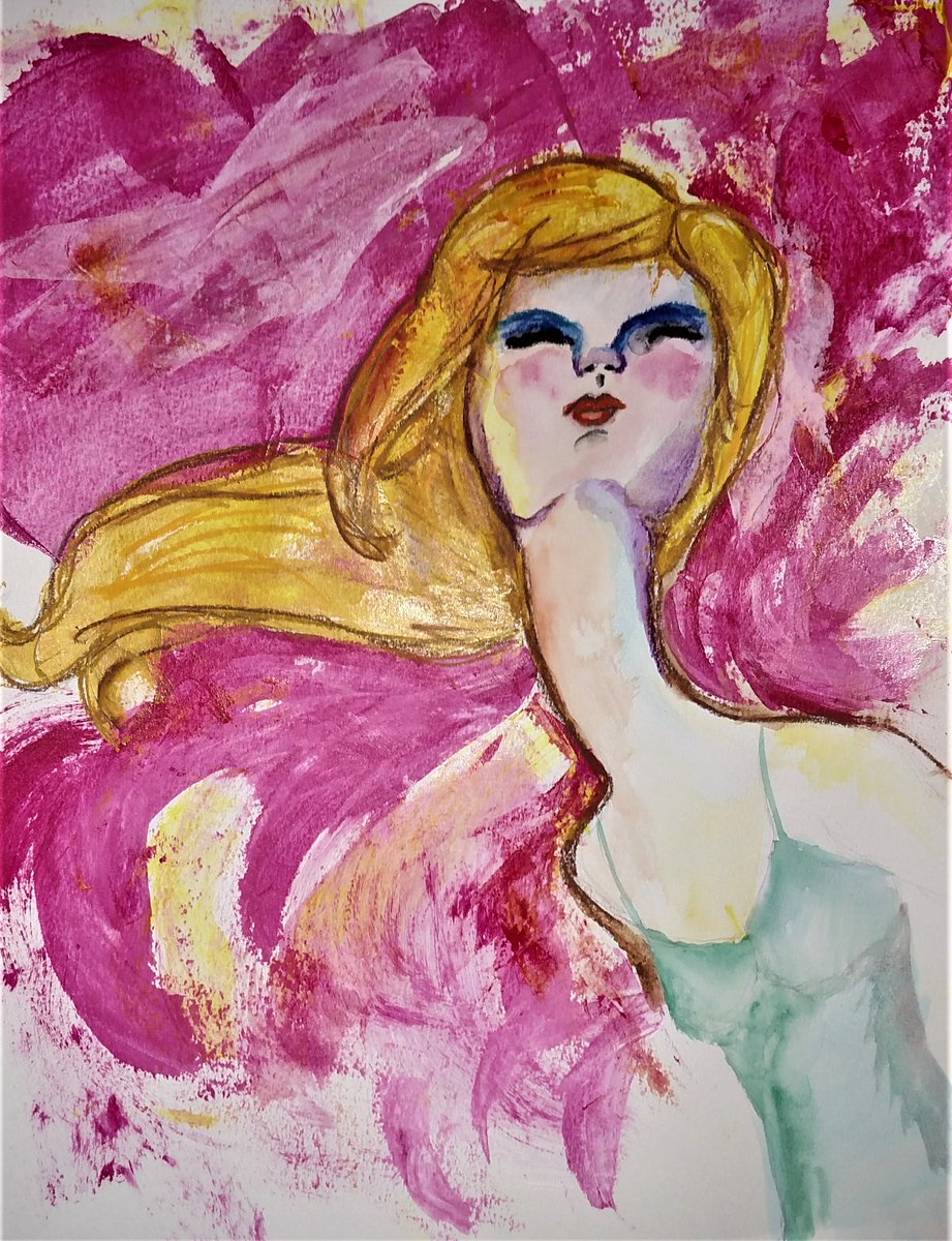 TishaLouArt's tweet photo. #youthartmonth Challenge day 6 - #FaveArtTimePeriod - I have always loved #artNouveau #mucha #erte As seen in this watercolor drawing I did. #vaeayam #vaartedyam20 #vaarted #yamday6 https://t.co/VvUqIdZkAr