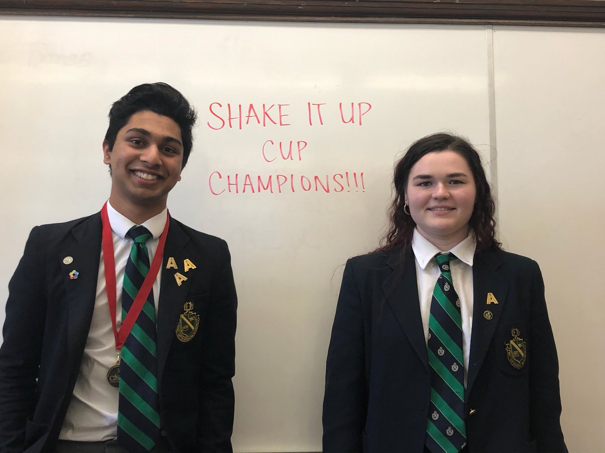 AlbertCollege's tweet photo. Mrs. Mayer's Kinesiology class had their Shake It Up Cup competition on Tuesday! Students presented their analysis, ingredients and served their drinks. The winners are Myron & Melayna with their smoothie containing pineapple, greek yogurt, pumpkin seeds and more. #ACAcademics https://t.co/vwM9EGCkZS