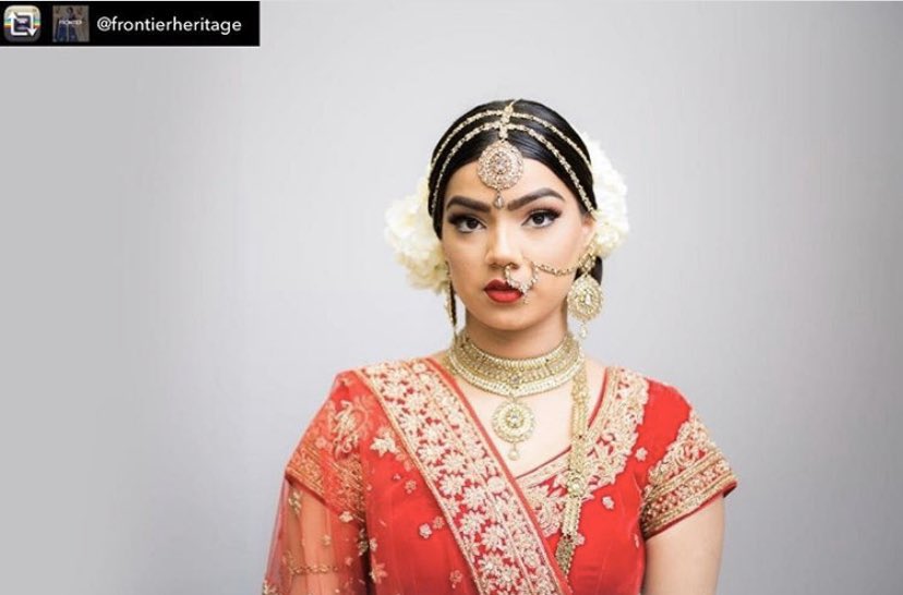 HauteCGala's tweet photo. Repost from 2020 Haute Couture Gala Designer @FrontierH - “My feelings are too loud for words and too shy for the world.” #frontierheritage 
Outfit and Jewelry: @frontierheritage 
HMU: @dollmeup_muah 
Photo: @monikamistryphoto
Model: @_simrandosanjh 
https://t.co/LRBdzaPo1s https://t.co/x8r9XW6IXU