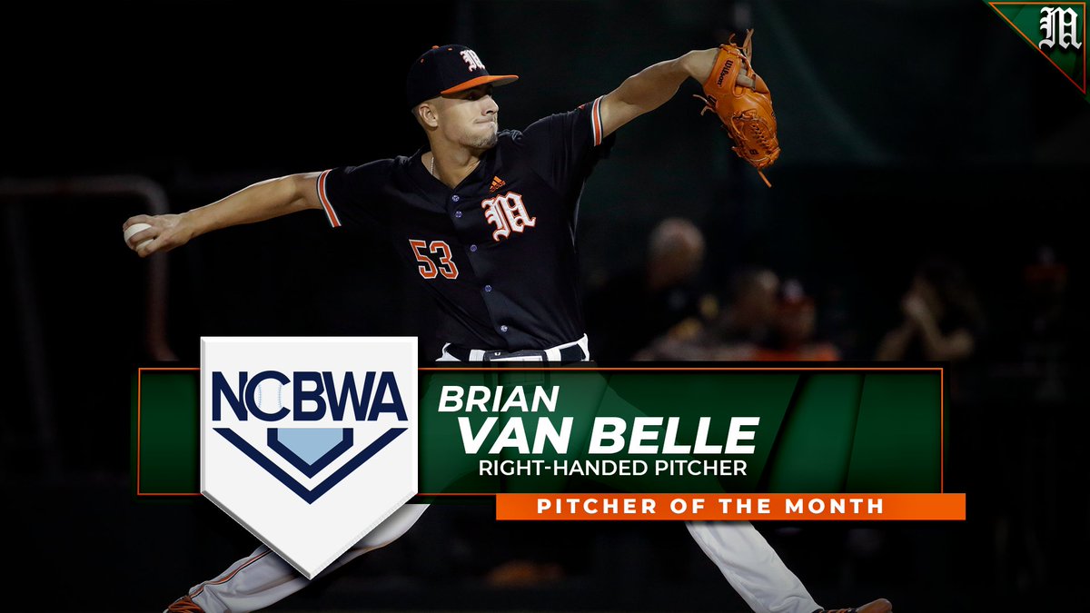 CanesBaseball's tweet photo. BREAKING NEWS: @BrianVanBelle was named @NCBWA Pitcher of the Month! Congrats, BVB! https://t.co/8AiNLmRLGx