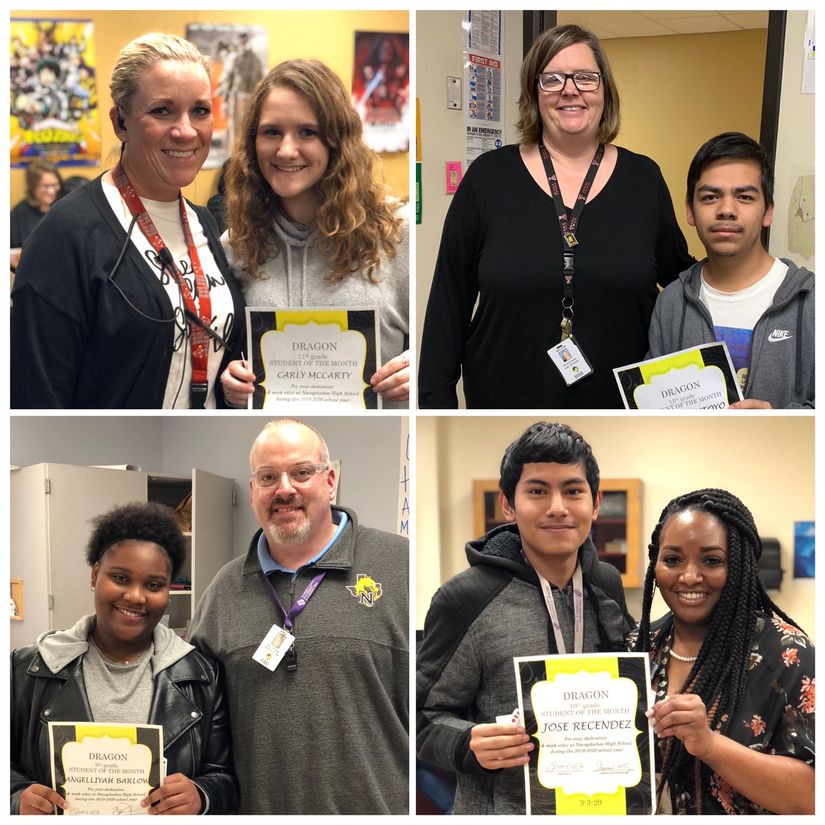 NacogdochesHS's tweet photo. Congratulations to our students of the month!
9th Grade: Angelliyha Barlow
10th Grade: Jose Recendez
11th Grade: Carly McCarty
12th Grade: Miguel Santoyo
#NacISD #NacogdochesHS #DragonNation #ReturnOfTheNac
#Gr8X2BaDRAGON https://t.co/37PGZlwW0s