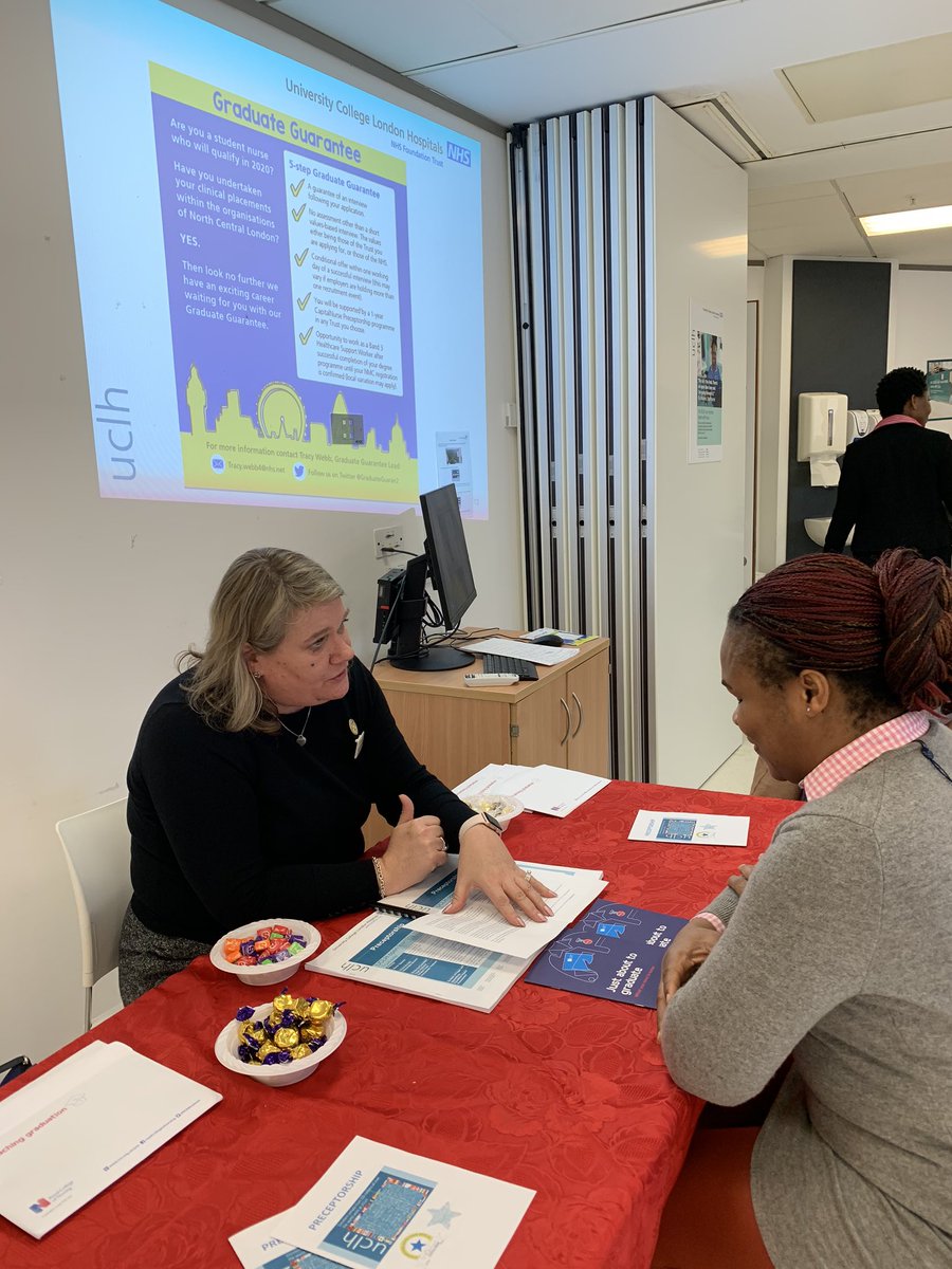 N_KHill's tweet photo. Our @uclh Practice Education team could not have done @capital_nurse Graduate Guarantee event without the amazing help from exhibitors and interview panels. #teamhaem #preceptorship #careersdev #recruitment #teamsurg #neuro #urology #elderlymedicine #ED #oncology #gastro #theatre https://t.co/oQk6LfxyDA