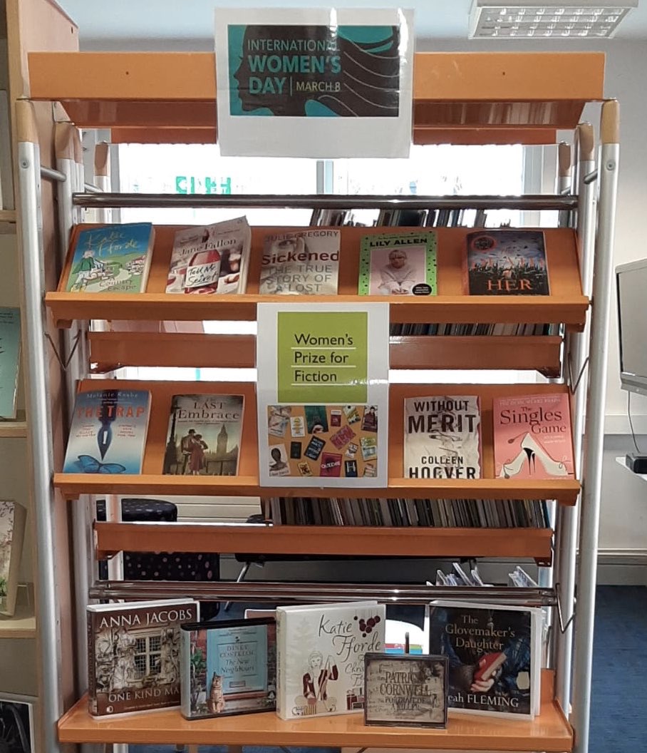 MandiB_'s tweet photo. We are celebrating #InternationalWomenDay2020 @STHLibraries #MossBankLibrary today with a fantastic selection of female authors for your weekend reads plus titles from the @WomensPrize long list #lovereading #lovelibraries #EachforEqual https://t.co/qKMuo2aket