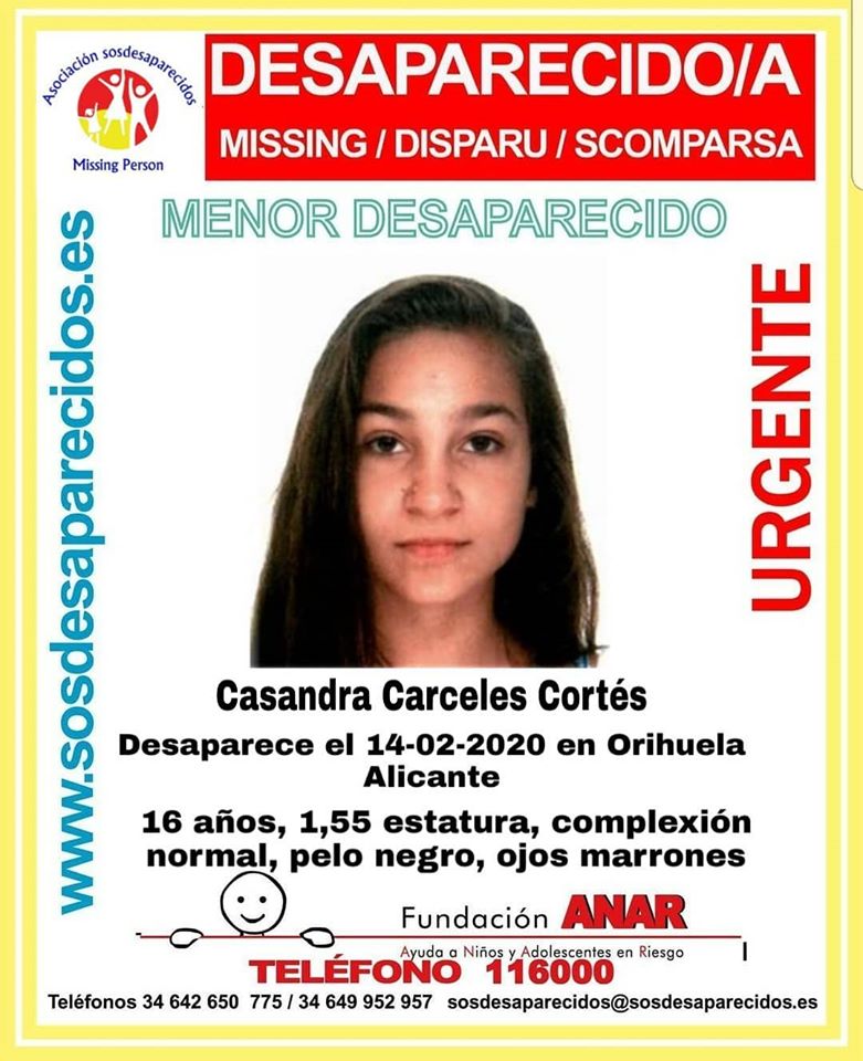 guardiacivil's tweet photo. 🆘 #MUYURGENTE ⚠

Esta es Casandra, una #menor que ha #desaparecido en #Orihuela #Alicante 

Si la ves llámanos: 

☎ #062
☎   091
☎   112

Colabora, tu RT no cuesta nada y es muy importante para poder localizarlo. https://t.co/2Lxc1RMmpU