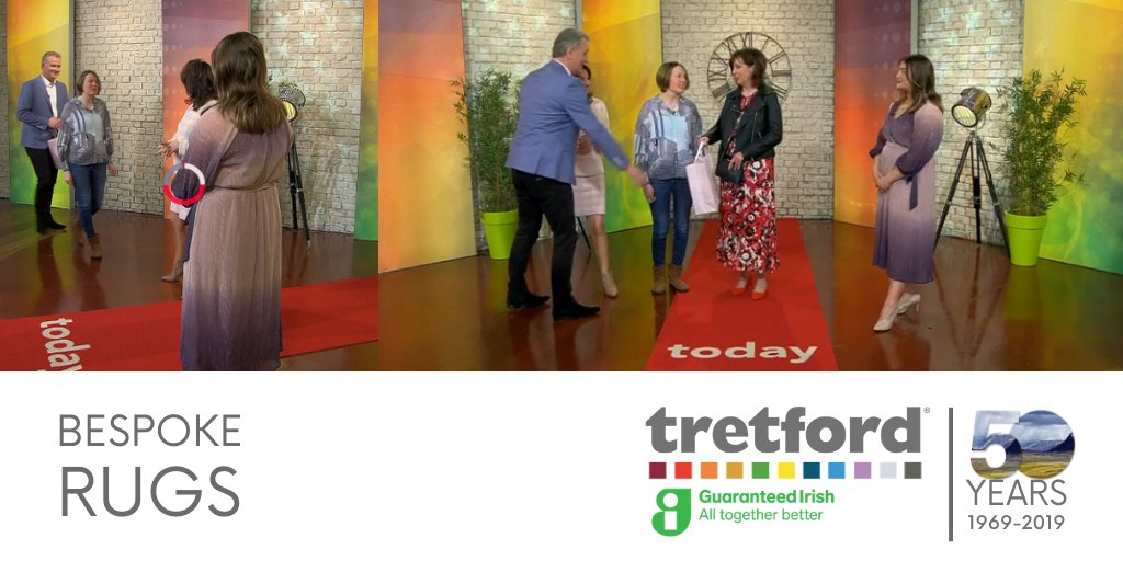 Check out the latest addition <a href="/rte/">RTÉ</a> set of The Today Show! The stunning red carpet is one of our bespoke Tretford rugs. Handcrafted in Ireland, in vibrant chilli red &amp; double cream it is set to become a regular feature on the show! #customrugs #commercialcarpets