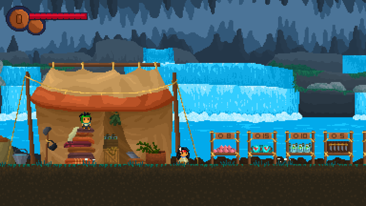 GreatChiefGames's tweet photo. In #ChiefsQuest, you can meet a tent with a merchant. He can exchange weapons for spheres.

#2dplatformer #MadeWithGameMaker #2D #2dgame #PixelArt #indiegame #IndieWorldOrder https://t.co/tuco86d51E