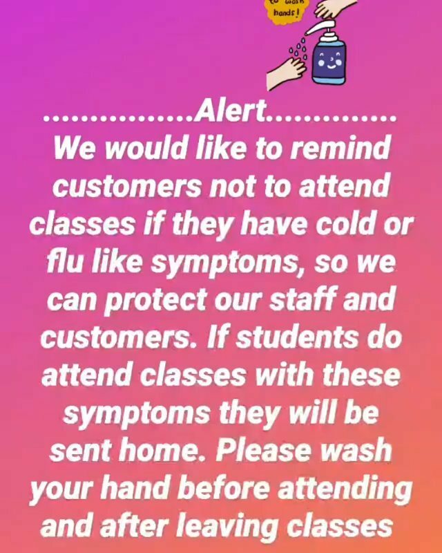 Paramountpk's tweet photo. ................Alert..............
We would like to remind customers not to attend classes if they have cold or flu like symptoms, so we can protect our staff and customers. If students do attend classes with these symptoms they will be sent home. Pleas… https://t.co/3YbozFgdL6 https://t.co/5hX6CM79sy