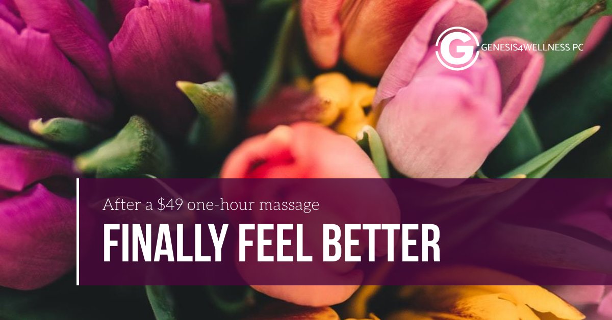 Genesis4Wellnes's tweet photo. Massage therapy can actually turn back time by replacing stagnant blood and neurotoxins with fresh blood and nutrients to help muscles and aching joints heal much faster. Get a one-hour #massage for just $49. #Marietta https://t.co/cvyf0yUAmq https://t.co/WGqzpIfxbz