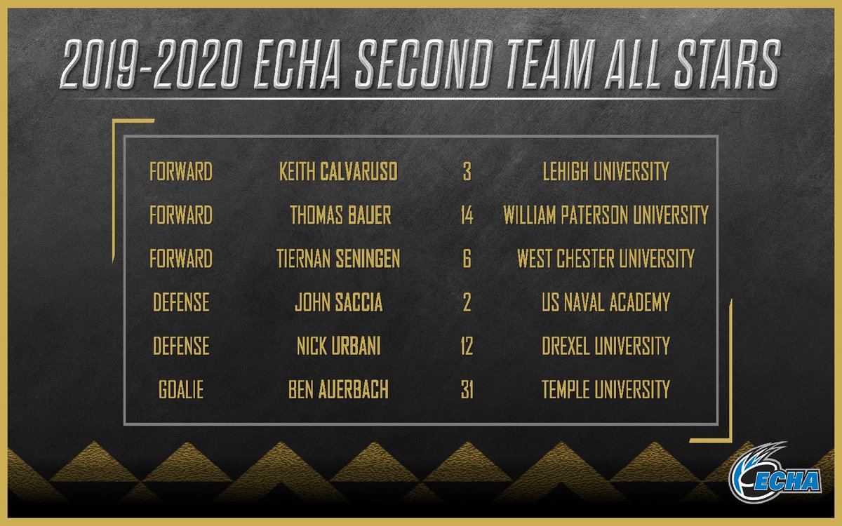ECHAHockey's tweet photo. ECHA is proud to announce 2019-2020 Second Team All Stars! https://t.co/c6459f53xw