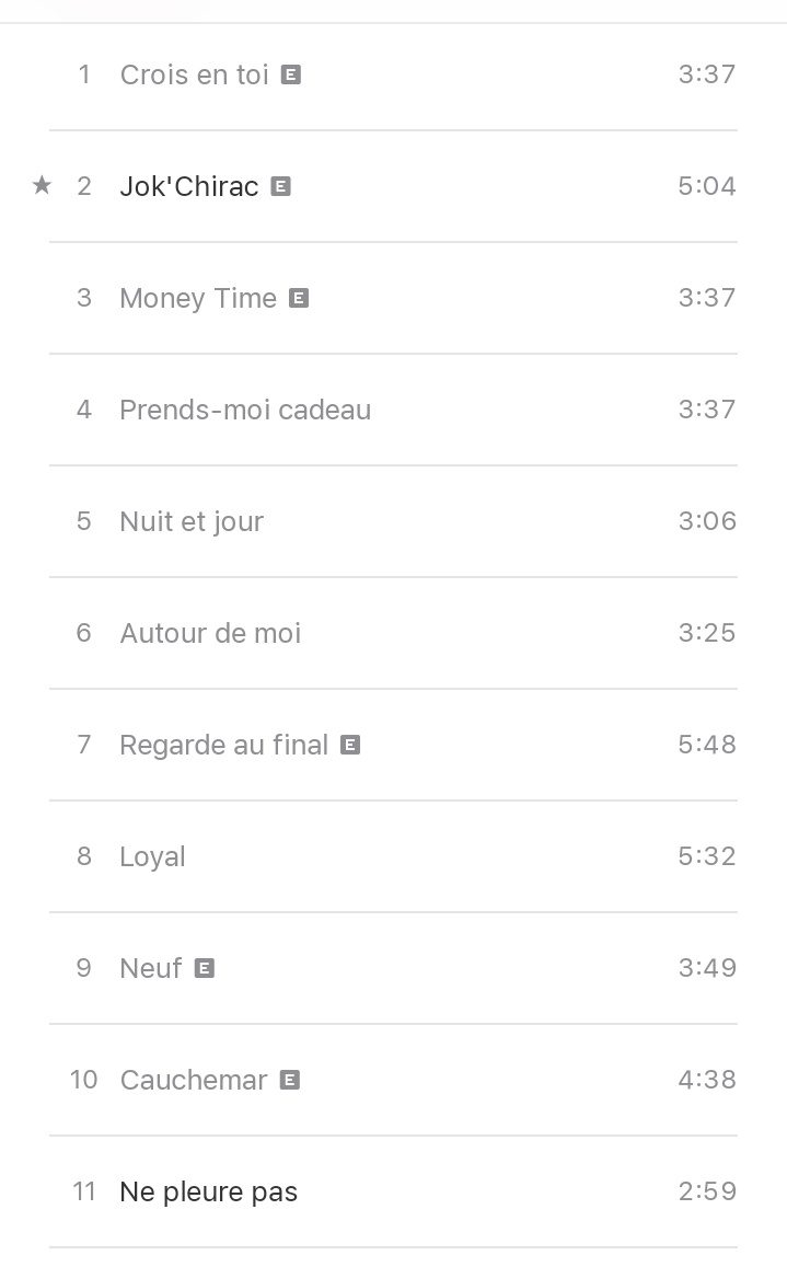Labaseoff's tweet photo. 🚨 Voici la tracklist de l'album « Jok'Chirac » de Jok'air !

Les feats :
- Diddi Trix
- Sadek
- Luv Resval
- Alkpote
- Ceylane
- Arma Jackson
- R.O.C &amp; Chich

Date de sortie : 20 mars 2020 https://t.co/PixSjNeMSH