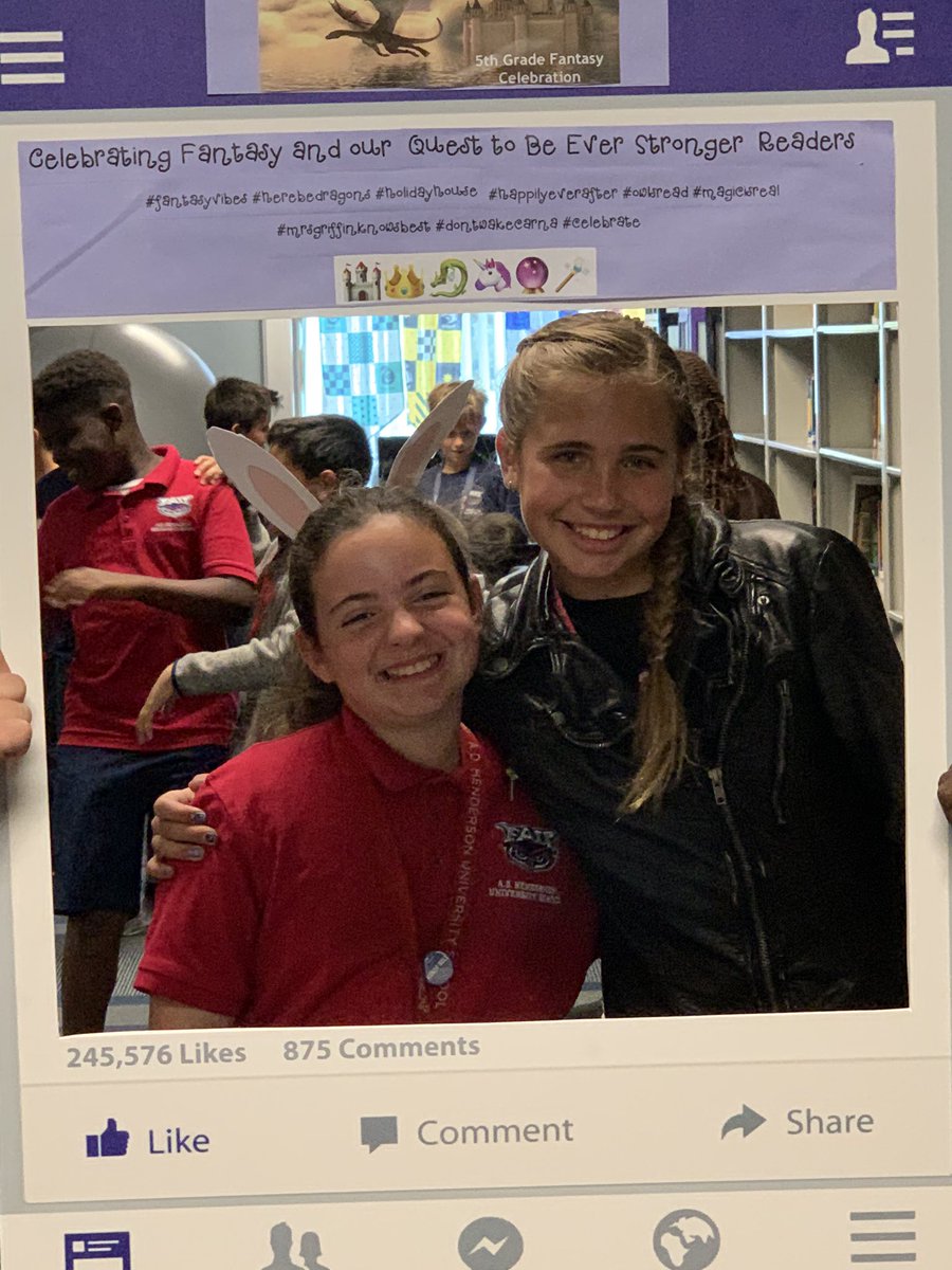 5th grade celebrating the end of their fantasy unit! <a href="/LucyCalkins/">Lucy Calkins</a> <a href="/ADHUS_FAUHS/">ADHUS & FAU HS</a> <a href="/adhuspto/">A.D. Henderson PTO</a> #owlsread #owlin #owlsignite