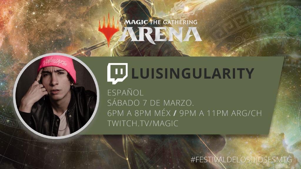 Amigos estoy contento de platicarles que estaré este sábado de 6pm a 8pm MEX  jugando el 
 #FestivalDeLosDiosesMTG
En el canal oficial de Twitch de <a href="/wizards_magic/">Magic: The Gathering</a>! 

Denle amor a este tweet ❤️
<a href="/Magic_LATAM/">Magic: The Gathering Latinoamérica</a>