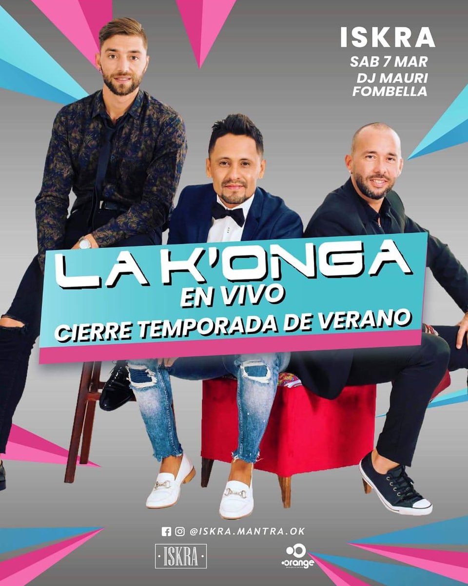 VeranOrange's tweet photo. Iskra Sab.07.03

"Cierre Ciclo de Verano"

En vivo "La Konga" toca 2 a.m

Taquilla 
Mujeres 200 c/c
Hombres 300 c/c https://t.co/NsWral3kJS