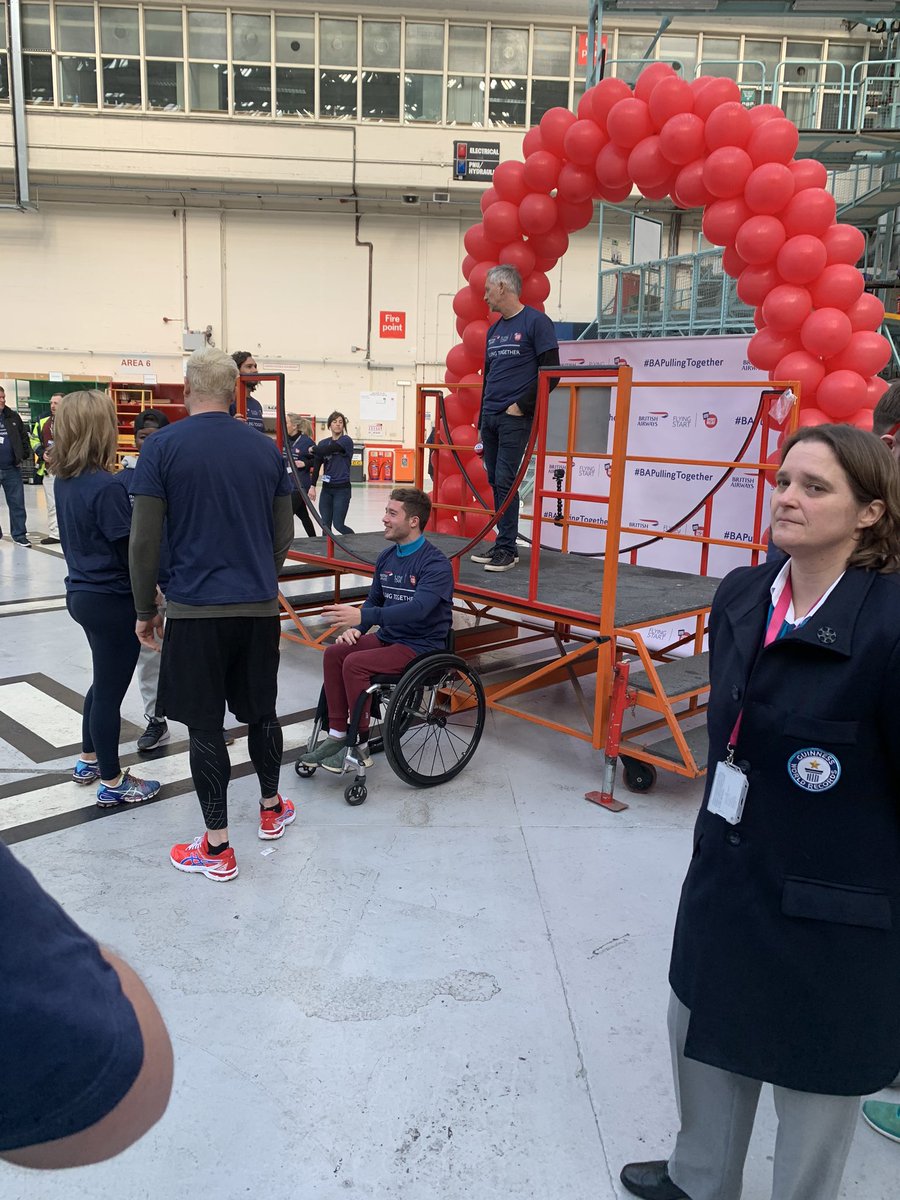 RhodDawes's tweet photo. Pulling planes for fun! Part of a team that set a Guinness World Record all in aid for sport relief. Now in the big book . Top effort all involved #A350 #SportRelief2020 #randomfridays https://t.co/zrVq91plYU